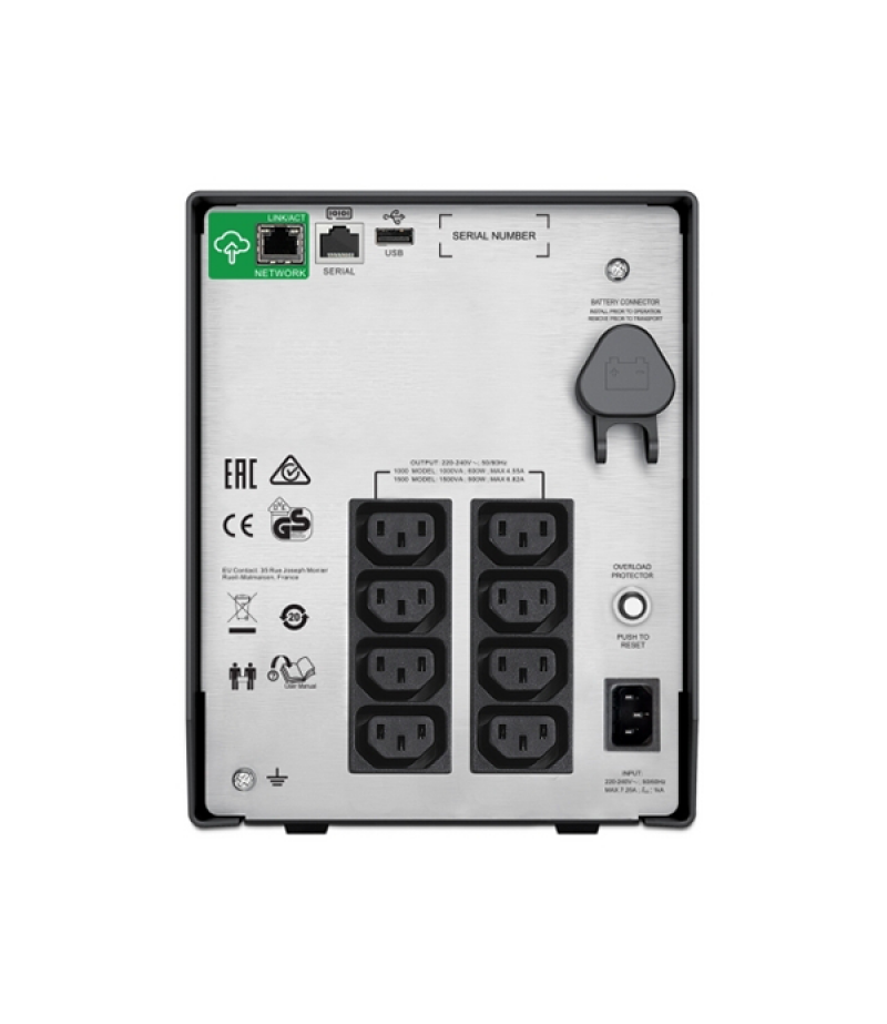 APC Smart-UPS 1000VA, 230V, LCD, 8x IEC 60320 C13 outlets, w/SmartConnect port | SMC1000IC