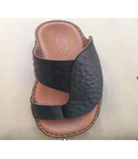 Black Original Ostrich Leather Custom made Ortho Arabic Sandals