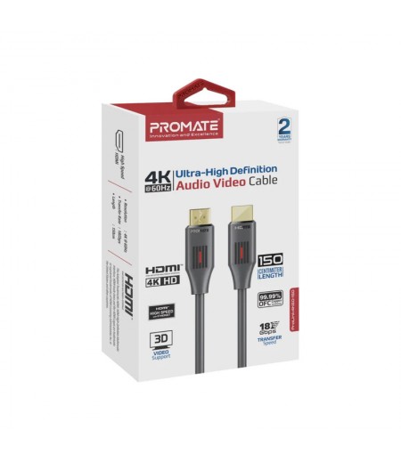 Promate Ultra-High Definition 4K@60Hz HDMI® Audio Video Cable