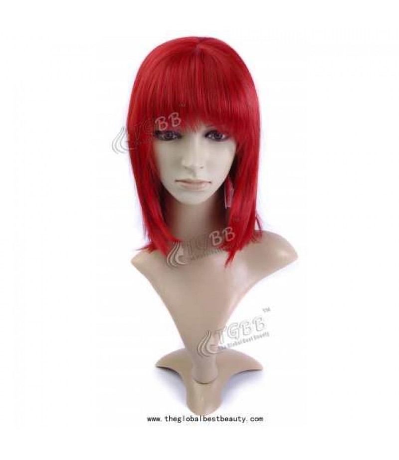 TGBB0043(Red Custom Attractive Medium Straight Haircuts Wigs)