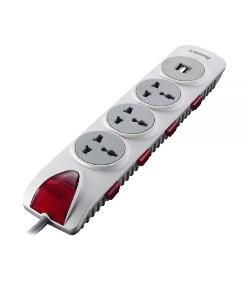 Huntkey Power Strip- 3M Cable, 3 Sockets, 2 USB Ports , 2500W, 10A - 3Pin UK