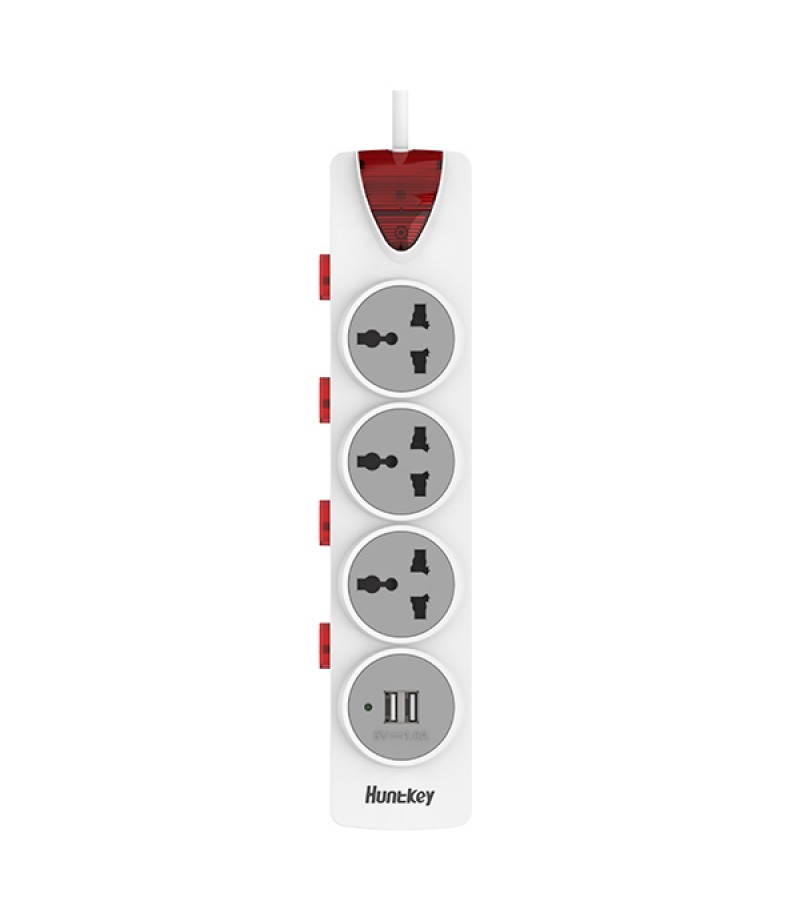 Huntkey Power Strip- 3M Cable, 3 Sockets, 2 USB Ports , 2500W, 10A - 3Pin UK