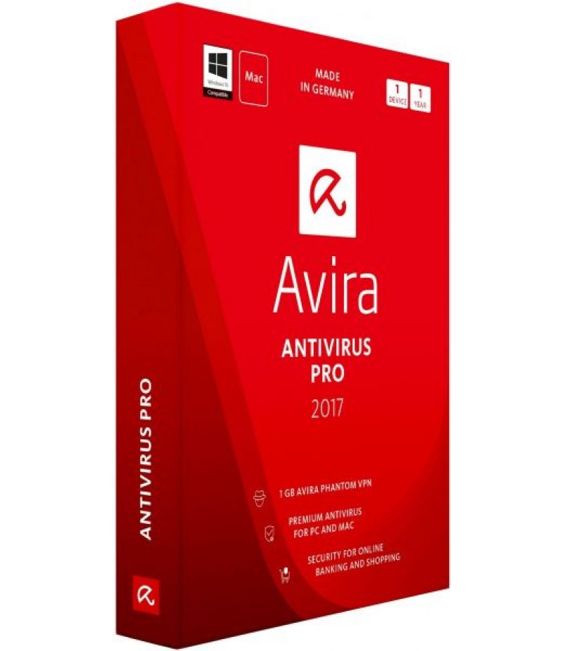 Avira Antivirus Pro 2017 For Pc, Laptop And Mac, 1 Device / 1 Year