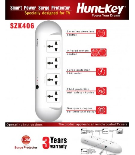 Huntkey Smart Power Surge Protector - Specially designed for TV