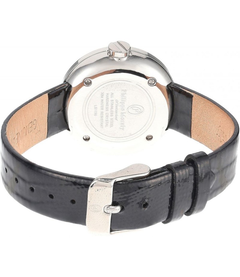 Philippe Moraly Womens White Dial Leather Band Watch - LS1156WWB