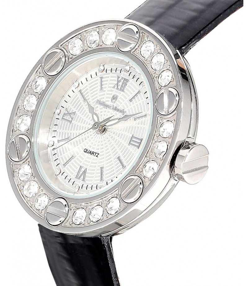 Philippe Moraly Womens White Dial Leather Band Watch - LS1156WWB