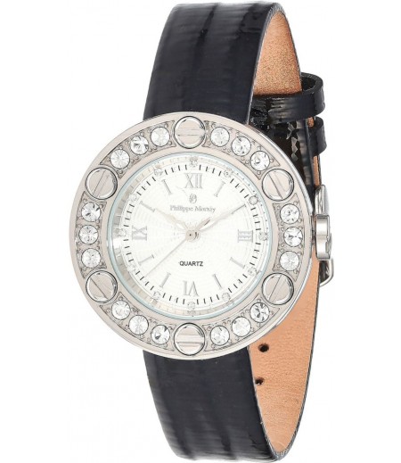 Philippe Moraly Womens White Dial Leather Band Watch - LS1156WWB