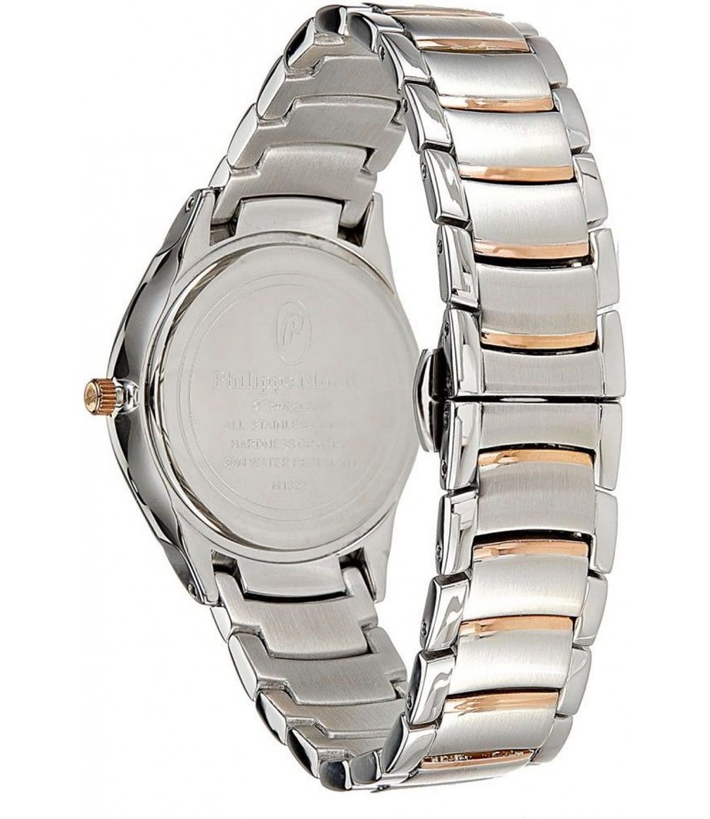 Philippe Moraly Womens Black Dial Stainless Steel Band Watch - M1322CRB