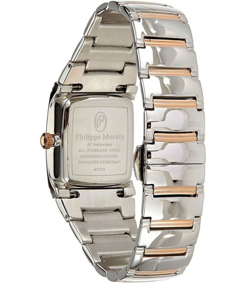 Philippe Moraly Womens Black Dial Stainless Steel Band Watch - M1324CRB