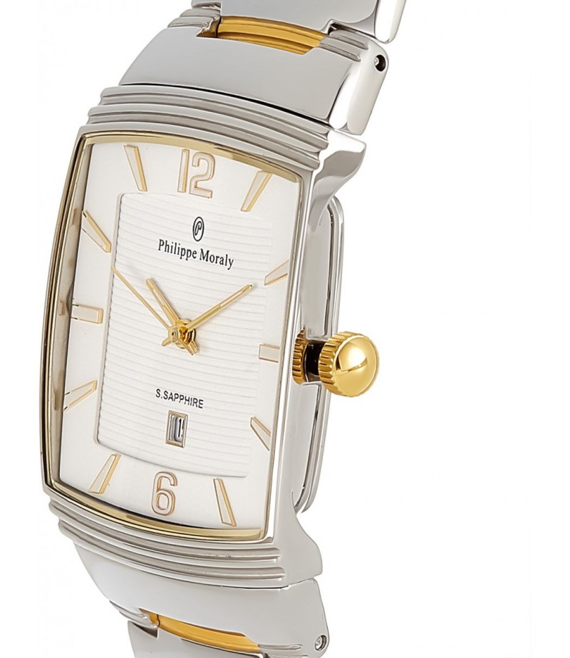 Philippe Moraly Womens White Dial Stainless Steel Band Watch - M1324CW