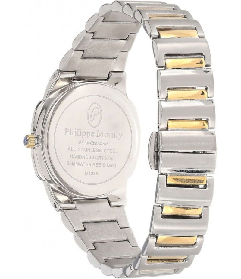 Philippe Moraly Womens Black Dial Stainless Steel Band Watch - M1326CB