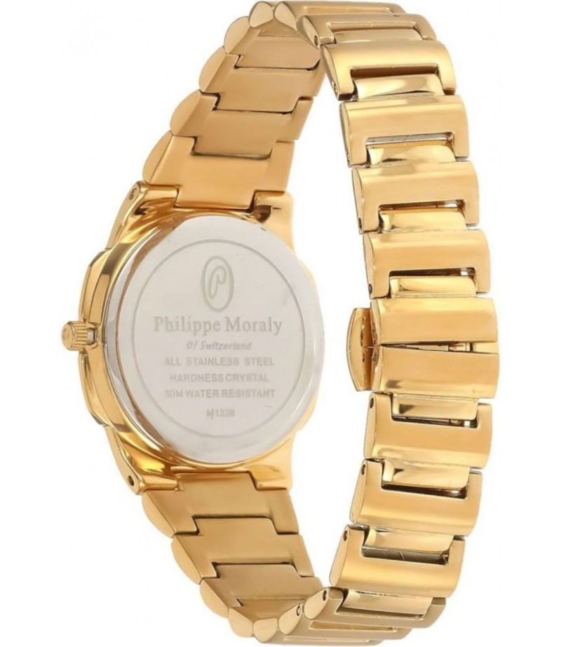 Philippe Moraly Womens White Dial Stainless Steel Band Watch - M1326GW