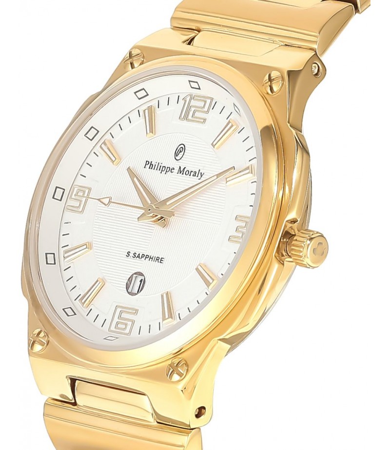 Philippe Moraly Womens White Dial Stainless Steel Band Watch - M1326GW