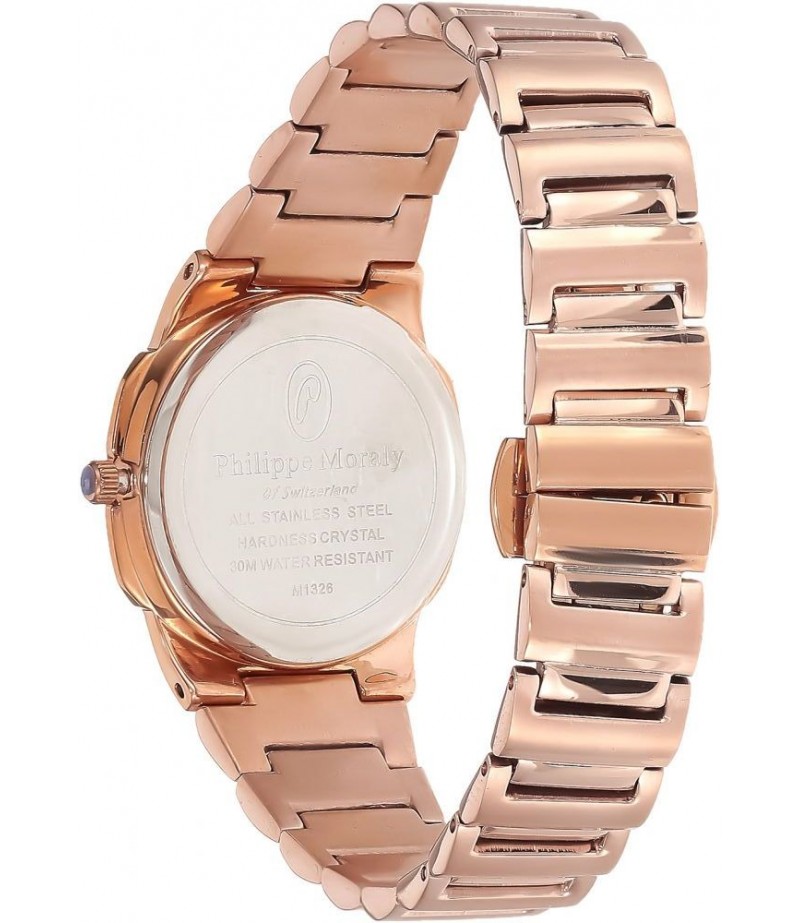 Philippe Moraly Womens White Dial Stainless Steel Band Watch - M1326RW