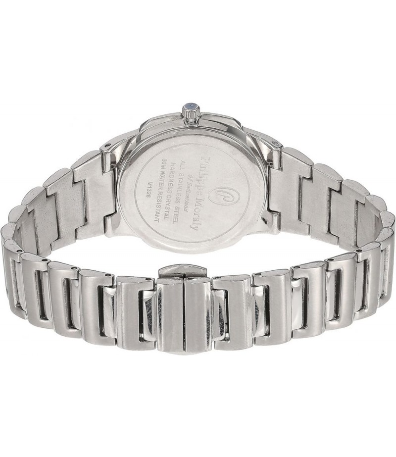 Philippe Moraly Womens White Dial Stainless Steel Band Watch - M1326WW