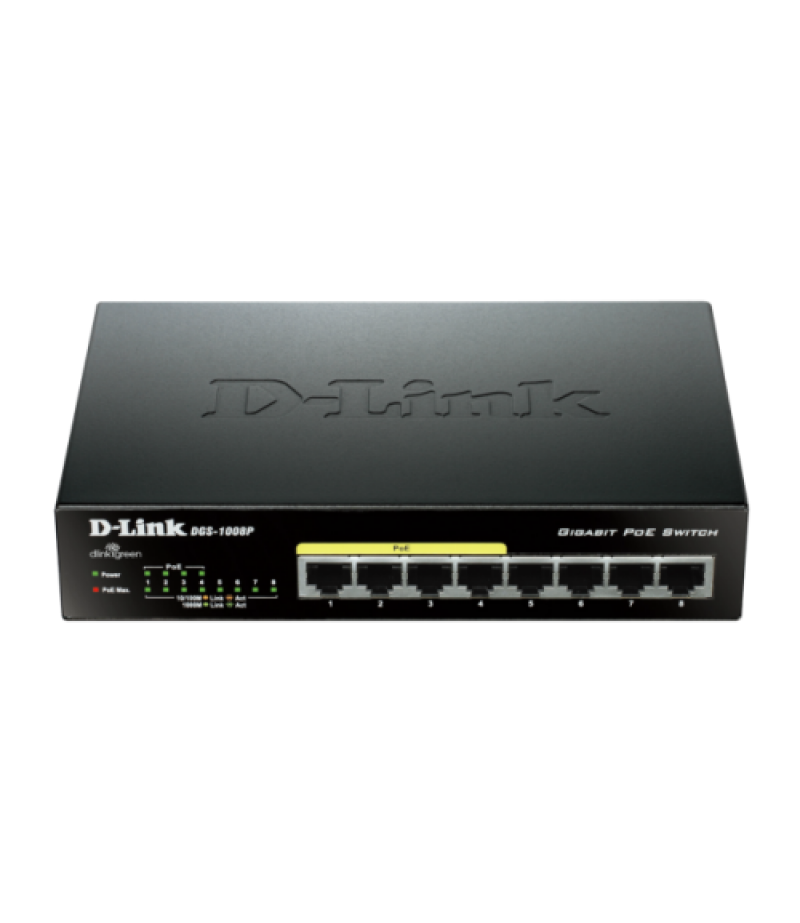 DLINK DGS 1008P 8-Port Gigabit PoE Unmanaged Desktop Switch