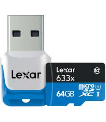 Lexar PROFESSIONAL MICRO SD 633X(Class 10)LSDMI64GBBEU633R 64GB 633X microSDXC UHS-I High speed with reader