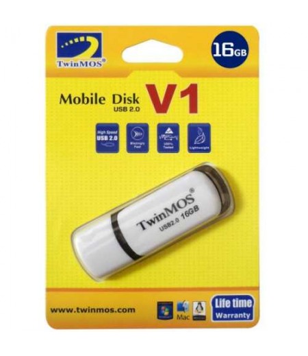 TwinMOS 16GB V1 Mobile Disk USB 2.0 Flash Drive (White/Black)