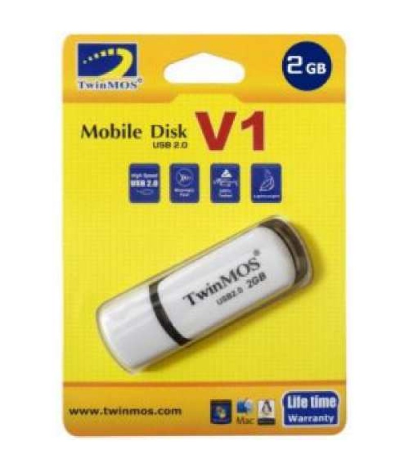 TwinMOS 2GB V1 Mobile Disk USB 2.0 Flash Drive (White/Black)