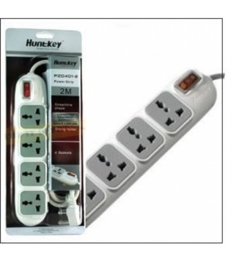 HUNTKEY Power Strips 2M Cable, 4 Sockets, 1 USB port, 3250W, 13A [with Surge Protector] UK Plug[3 Pin]