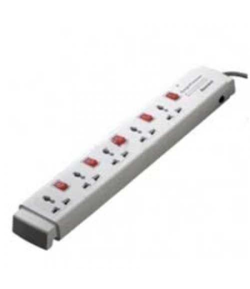 HUNTKEY 5M Cable, 5 Sockets, 2500W, 10A [with Surge Protector]UK Plug [3 Pin]