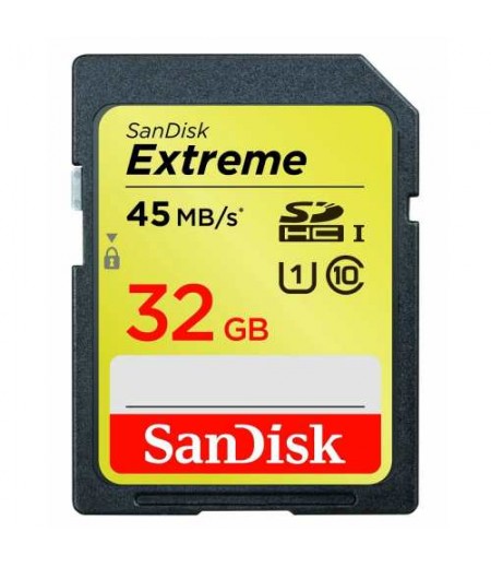 SANDISK SD 32GB Extreme SDXC,UHS,C10,45MB/s,C10 Memory Card