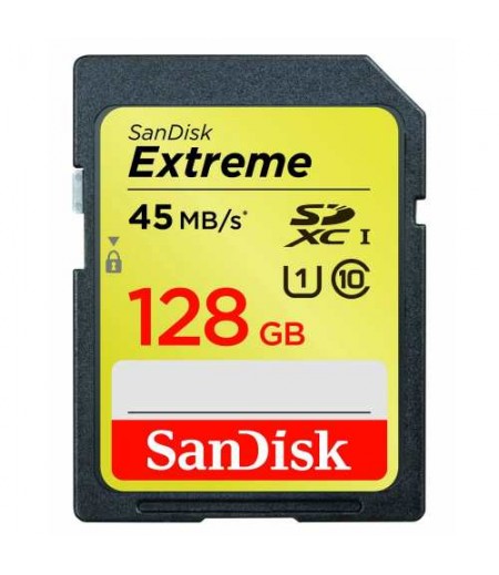 SANDISK SD 128GB Extreme SDXC,UHS,C10,45MB/s,C10 Memory Card