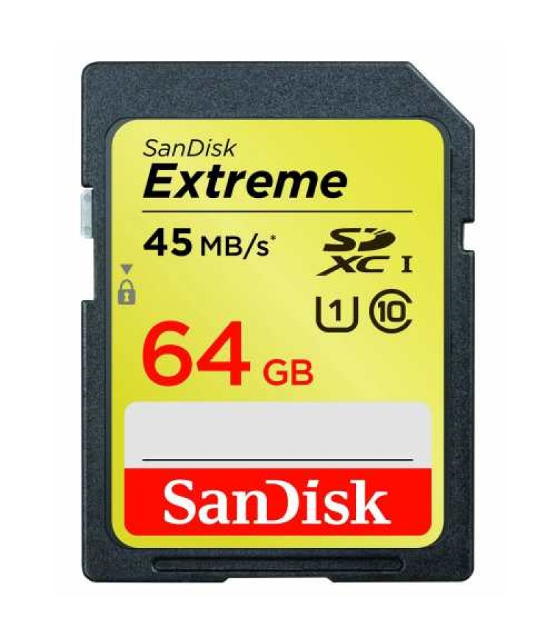 SANDISK SD 64GB Extreme SDXC,UHS,C10,45MB/s,C10 Memory Card