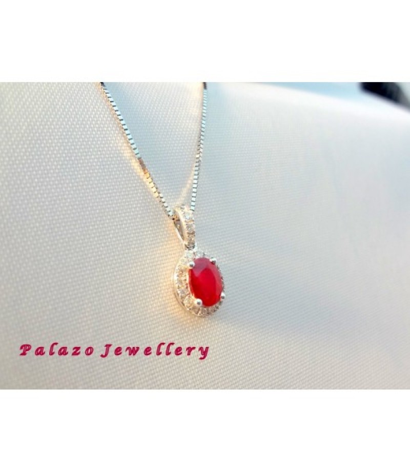 PALAZO JEWELLERY RUBY & DIAMOND PENDANT 18K Gold Diamond Pendant 0.16cts.