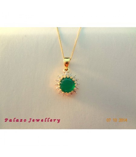 PALAZO JEWELLERY EMERALD & DIAMOND PENDANT 18K Gold Diamond Pendant 0.22cts