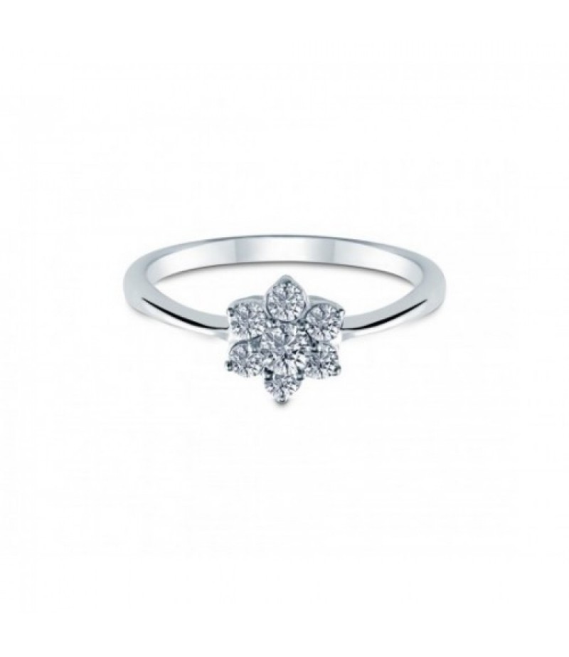 Palazo Jewellery 18K White Gold Flower Ring With 7 Round Diamonds