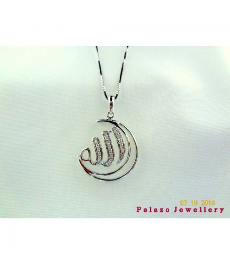 PALAZO JEWELLERY ALLAH PENDANT 18K White Gold 0.11 cts With Diamonds.