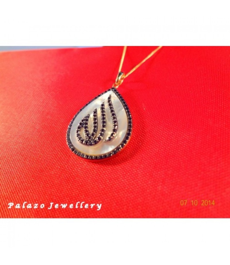 PALAZO JEWELLERY ALLAH PENDANT 18k White Gold 0.38cts With Diamonds