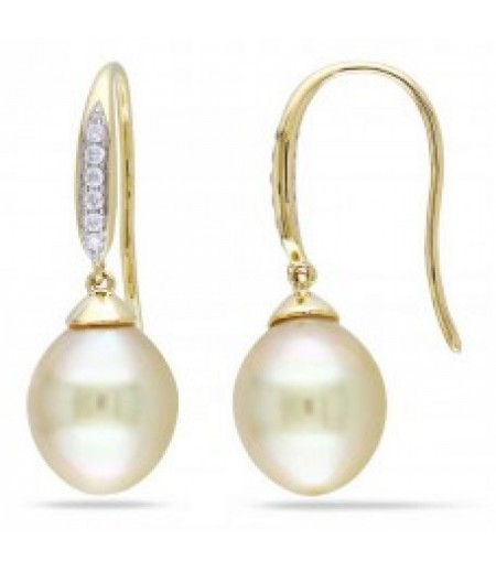 Palazo Jewellery 18K Yellow Gold Pearl Earring Diamond 0.09cts