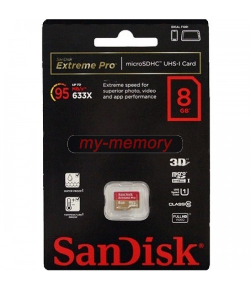 SANDISK Micro SD Extreme Pro 8GB UHS-I C10 95MB/s