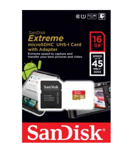 SANDISK MicroSD 16GB Extreme 45MB/s .