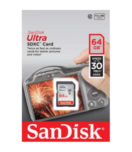 SANDISK SD Ultra 64GB ,C10, 30MB/s.