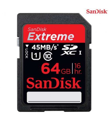 SANDISK SD 64GB Extreme SDXC,UHS,C10,45MB/s,C10