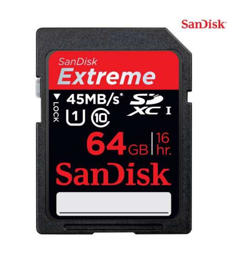 SANDISK SD 64GB Extreme SDXC,UHS,C10,45MB/s,C10