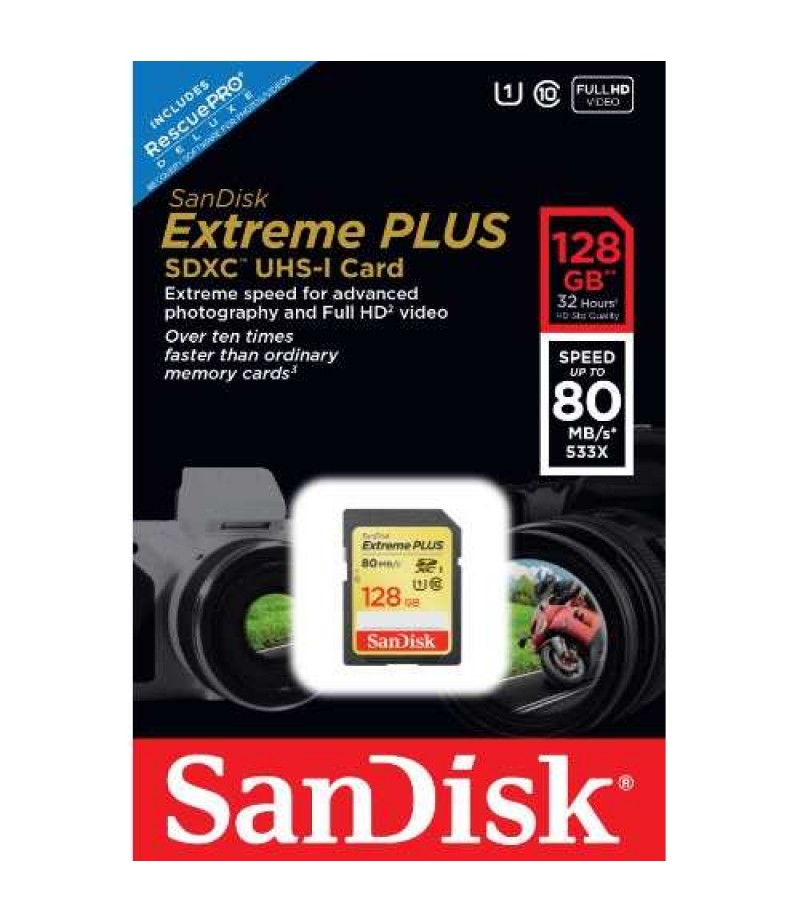 SANDISK Extreme SDXC 128GB, 80MB/SUHS1, ClasS10.