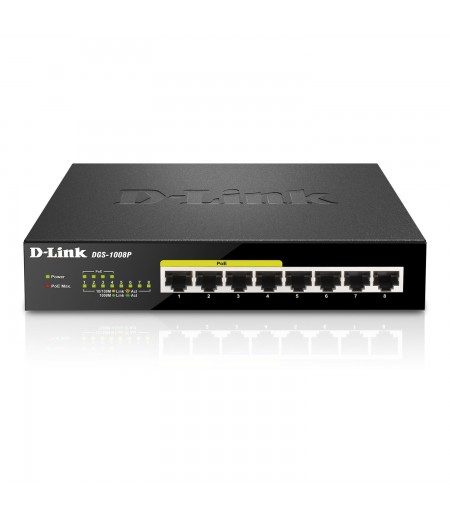 DLINK DGS-1008P 8-PORT GIGABIT UNMANAGED DESKTOP POE SWITCH