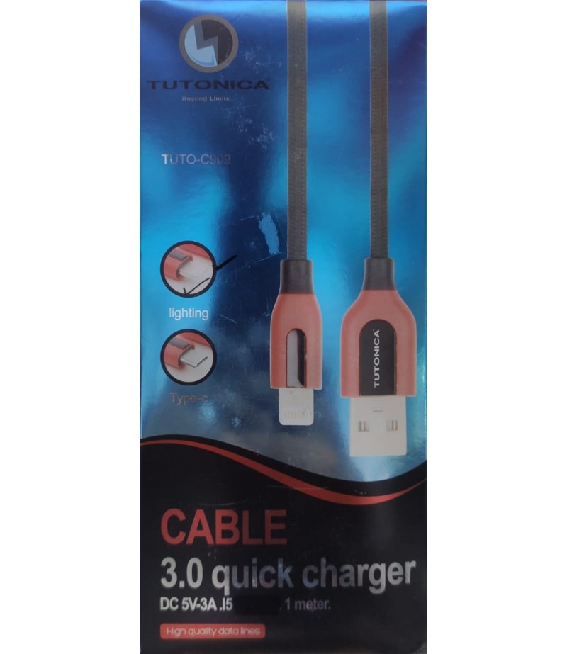 TUTTONICA USB TO LIGHTNING CABLE QUICK CHARGE 3.0 1M