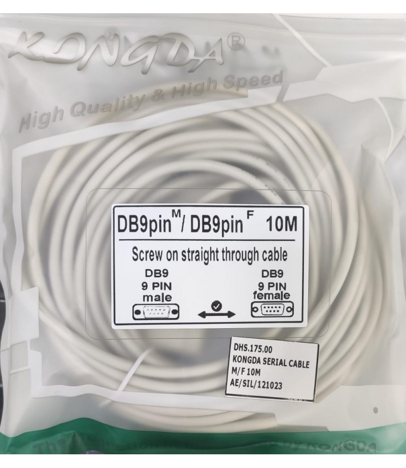 KONGDA DB9 MALE TO DB9 FEMALE SERIAL CABLE 10M