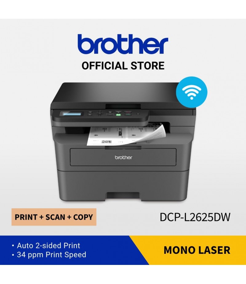 Brother Wireless All In One Monochrome Laser Printer, DCP-L2625DW