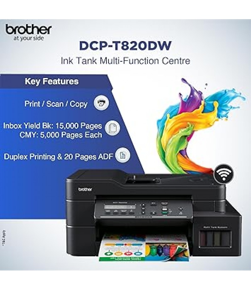 Brother Wireless All In One Ink Tank Printer, DCP-T820DW