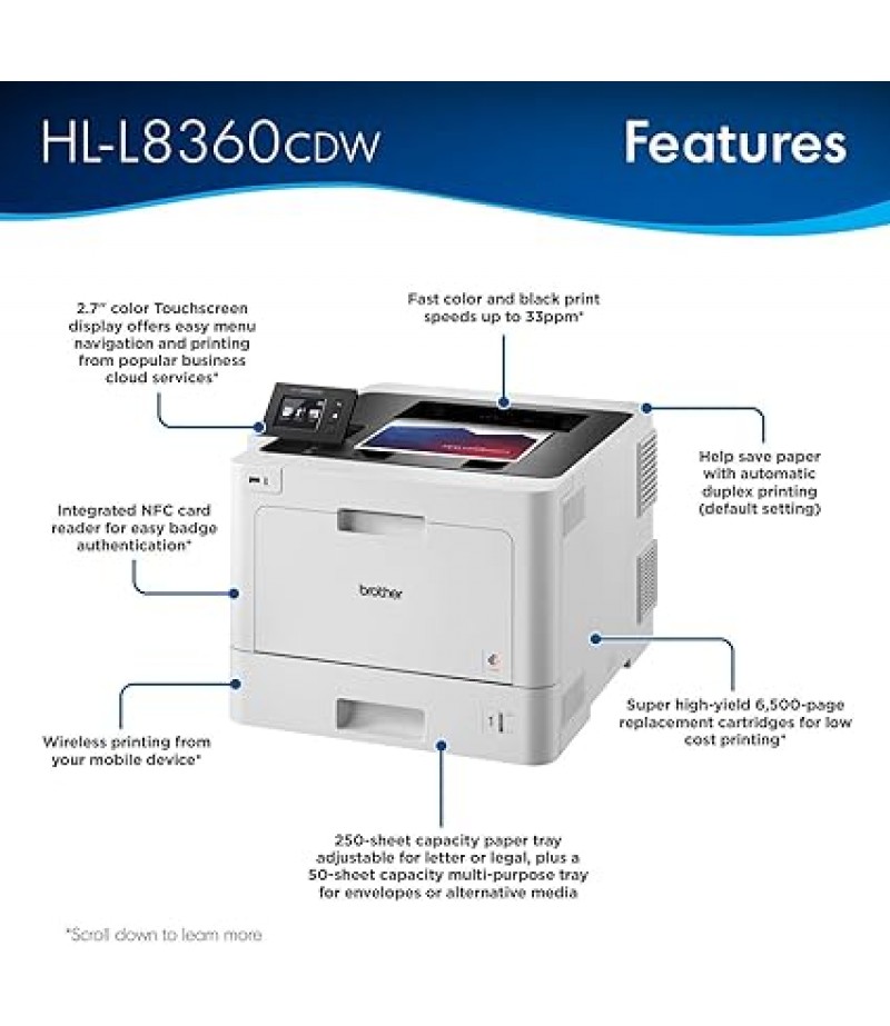 Brother Printer HL-L8360CDW Wireless Color laser Printer