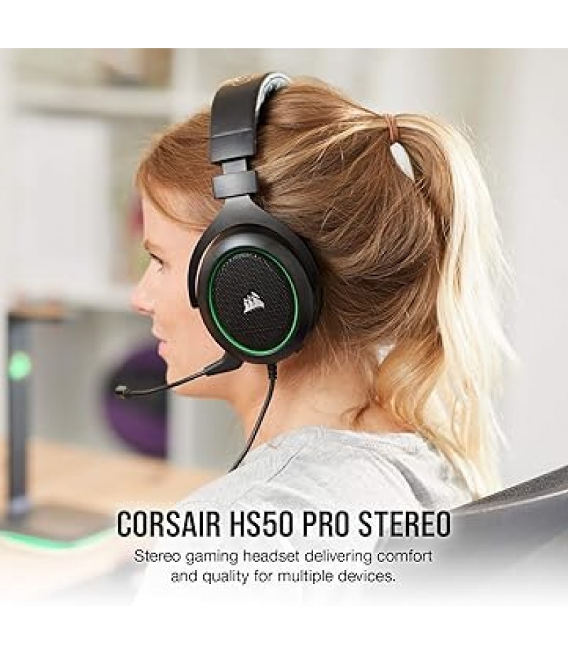 Corsair Hs50 Pro Stereo Gaming Headset - Green | CA-9011216-NA