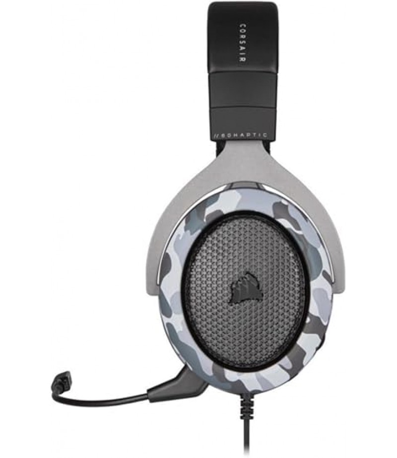 Corsair Hs60 Haptic Stereo Gaming Headset With Bass (Haptic Powered By Taction Technology, Plush Memory Foam Ear Cups, Custom-Tuned 50Mm Neodymium Audio, Detachable Microphone) Camo | CA-9011225-EU