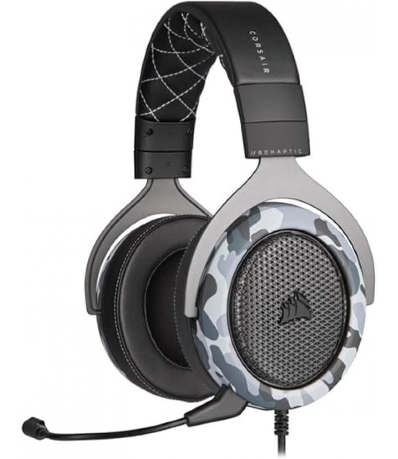 Corsair Hs60 Haptic Stereo Gaming Headset With Bass (Haptic Powered By Taction Technology, Plush Memory Foam Ear Cups, Custom-Tuned 50Mm Neodymium Audio, Detachable Microphone) Camo | CA-9011225-EU