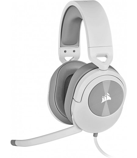 Corsair HS55 Stereo Wired Gaming Headset, 20Hz - 20 kHz Frequency Response, 114dB Sensitivity, 50mm Drivers, 1.8m Cable Length, For PC / Mac / PS4 & 5 / Xbox One Series, White | CA-9011261-NA